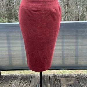 Classy Burgundy / Red Wool Blend Pencil Skirt